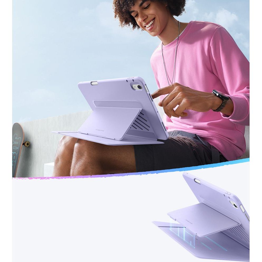 Etui z klapką ESR Flip Hybrid do iPad Air 11" / 10.9" 2025/2024/2022/2020, fioletowe. Odporne na codzienne użytkowanie, matowa powierzchnia zapobiegająca śladom palców, precyzyjne wycięcia.